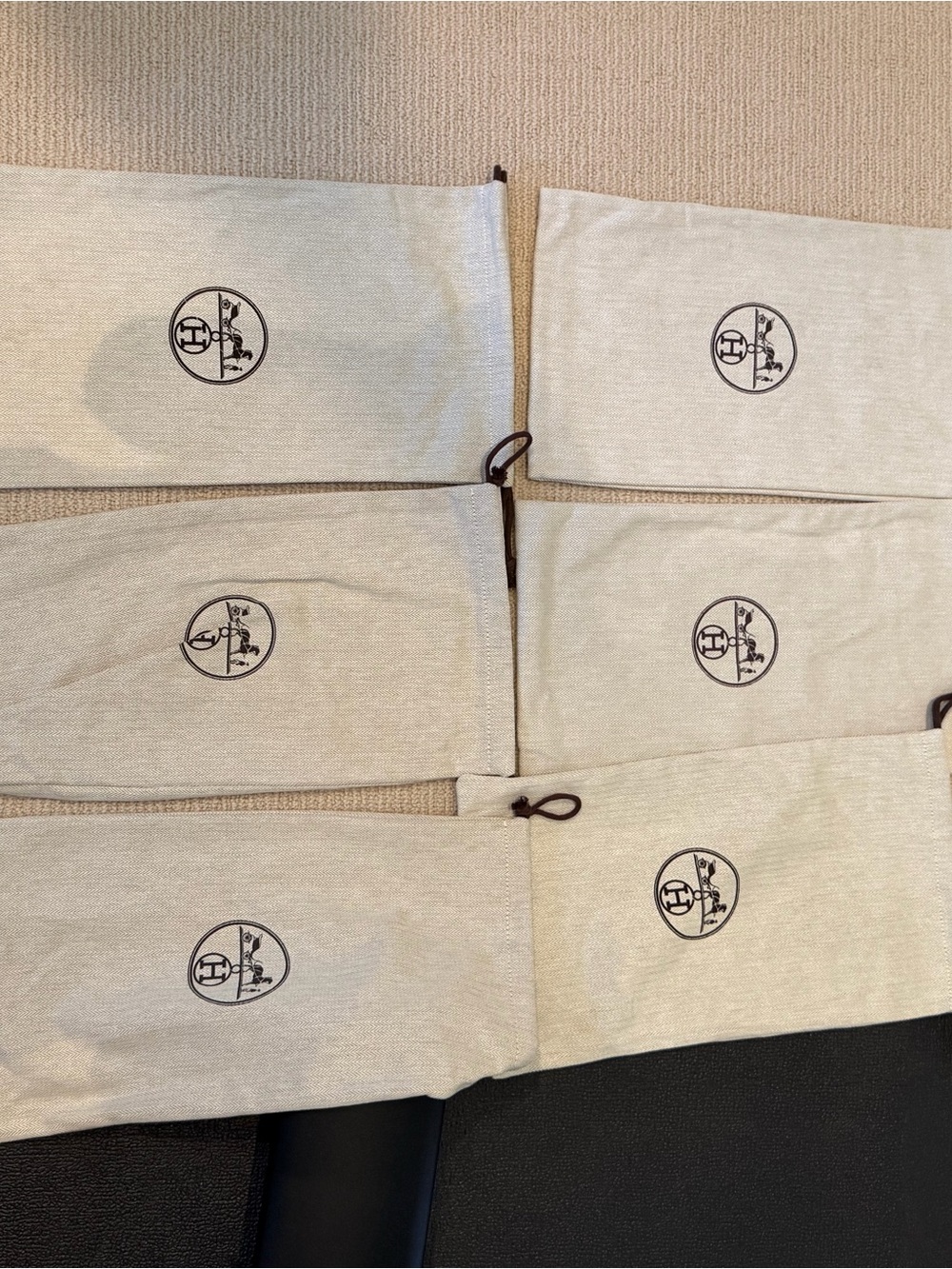 Hermes La Maison Beige and Brown Branded Dust Bags - 3 sets/ 6 bags